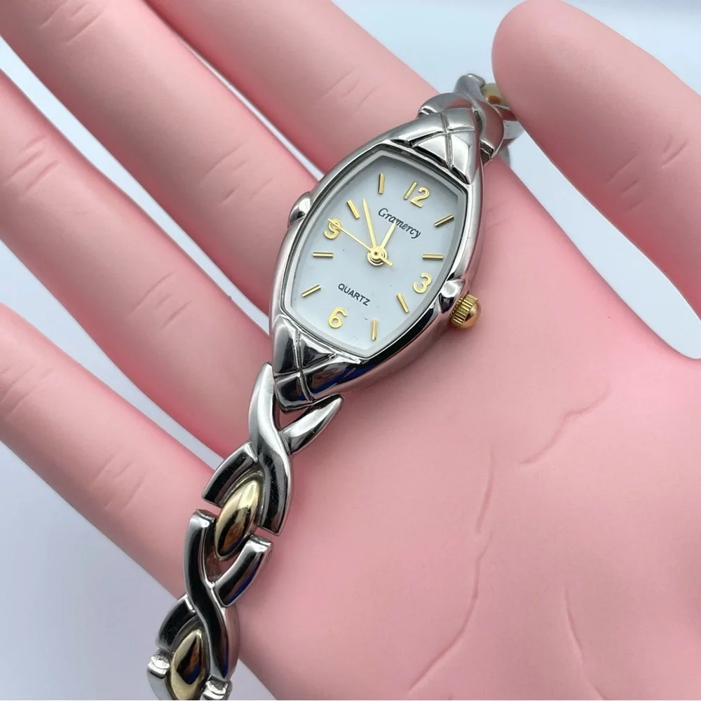 Gramercy Two Tone Quartz Watch Silver Gold Link Bracelet New Battery